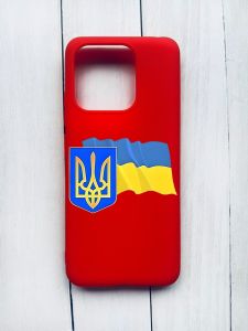 Матовий чохол на Xiaomi Redmi 12C Червоний :: Тризуб і прапор України (принт 384)