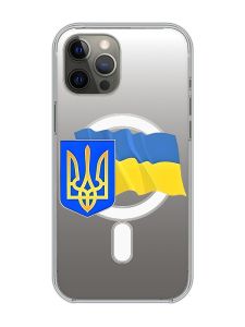 Магнітний чохол на iPhone 12 Pro Max із підтримкою MagSafe :: Тризуб і прапор України (принт 384)