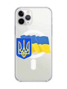 Магнітний чохол на iPhone 11 Pro Max із підтримкою MagSafe :: Тризуб і прапор України (принт 384)