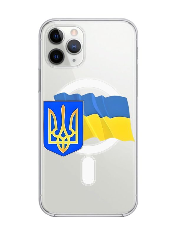 Магнітний чохол на iPhone 11 Pro Max із підтримкою MagSafe :: Тризуб і прапор України (принт 384)