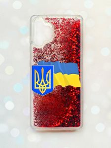 Чохол з плаваючими блискітками Samsung Galaxy A32 Червоний :: Тризуб і прапор України (принт 384)