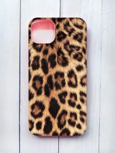 Матовий чохол на iPhone 15 Plus Рожевий :: Леопардовий дизайн (принт 383)