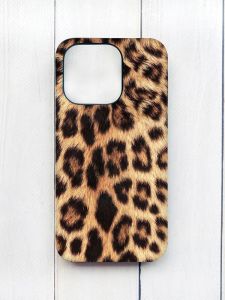 Матовий чохол на iPhone 15 Plus Чорний :: Леопардовий дизайн (принт 383)