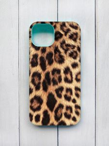 Матовий чохол на iPhone 15 Бірюзовий :: Леопардовий дизайн (принт 383)