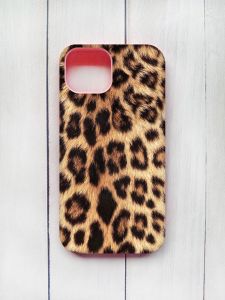 Матовий чохол на iPhone 15 Рожевий :: Леопардовий дизайн (принт 383)