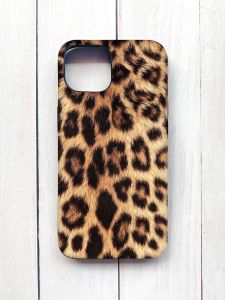 Матовий чохол на iPhone 15 Чорний :: Леопардовий дизайн (принт 383)