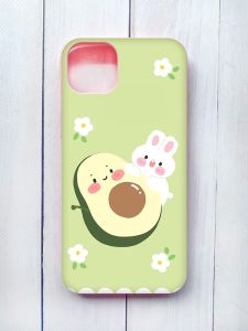 Матовий чохол з рожевими боками на iPhone 15 Plus :: Авокадо і зайченя (принт 311)