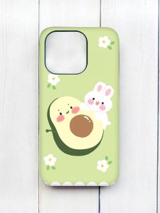 Матовий чохол з чорними боками на iPhone 15 Plus :: Авокадо і зайченя (принт 311)