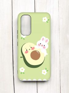 Матовий чохол з чорними боками на Samsung Galaxy A54 5G (A546) :: Авокадо і зайченя (принт 311)