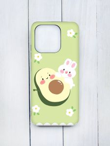 Матовий чохол з чорними боками на Xiaomi Redmi 12C :: Авокадо і зайченя (принт 311)