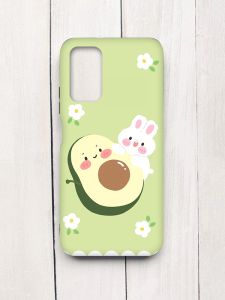 Матовий чохол з чорними боками на Xiaomi Redmi 9T :: Авокадо і зайченя (принт 311)