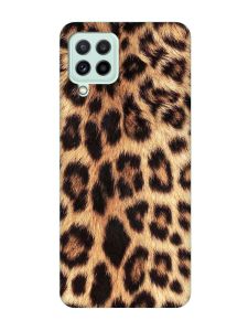 Матовий чохол з бірюзовими боками на Samsung Galaxy M32/M22/A22 4G :: Леопардовий дизайн (принт 383)