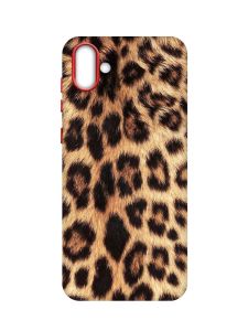 Матовий чохол з червоними боками на Samsung Galaxy A04 :: Леопардовий дизайн (принт 383)