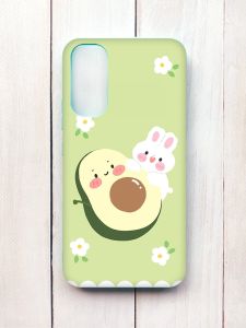 Матовий чохол з бірюзовими боками на Samsung A34 5G :: Авокадо і зайченя (принт 311)