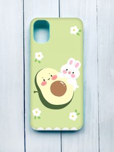 Матовий чохол з бірюзовими боками на Samsung Galaxy A05 (A055) :: Авокадо і зайченя (принт 311)