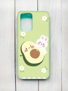 Матовий чохол з бірюзовими боками на Xiaomi Redmi 10 :: Авокадо і зайченя (принт 311)