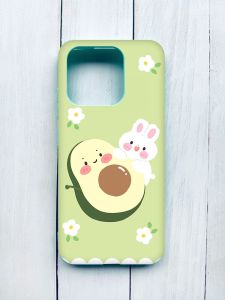 Матовий чохол з бірюзовими боками на Xiaomi Redmi 12C :: Авокадо і зайченя (принт 311)