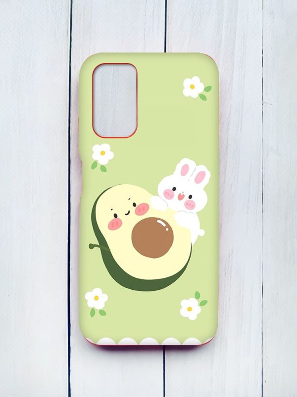 Матовий чохол з червоними боками на Xiaomi Redmi 9T :: Авокадо і зайченя (принт 311)