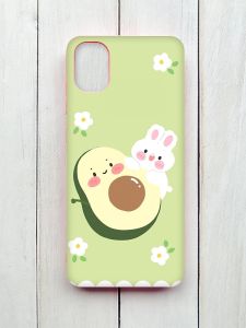 Mатовий чохол з рожевими боками на Samsung Galaxy A05 (A055) :: Авокадо і зайченя (принт 311)