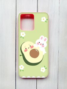 Матовий чохол з рожевими боками на Xiaomi Redmi 12 :: Авокадо і зайченя (принт 311)