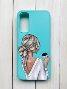 Матовий чохол на Samsung Galaxy A24 Бірюзовий :: Дівчина з латте (принт 227)