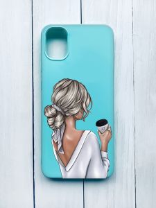 Матовий чохол на Samsung Galaxy A05 (A055) Бірюзовий :: Дівчина з латте (принт 227)