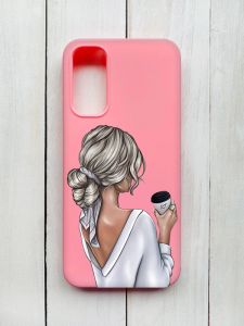 Матовий чохол на Samsung Galaxy A14 5G Рожевий :: Дівчина з латте (принт 227)