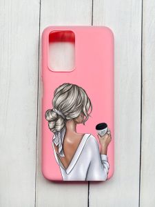 Матовий чохол на Xiaomi Redmi 10 Рожевий :: Дівчина з латте (принт 227)