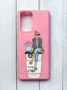 Матовий чохол на Xiaomi Redmi Note 10 Pro/10 Pro Max Рожевий :: Дівчина на каві (принт 228)