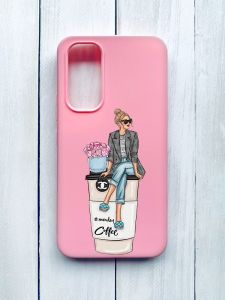 Матовий чохол на Samsung Galaxy A54 5G (A546) Рожевий :: Дівчина на каві (принт 228)