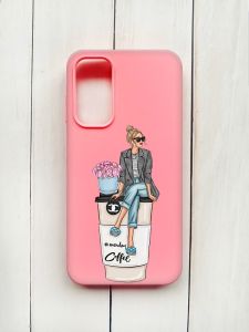 Матовий чохол на Samsung Galaxy A15 (A155) Рожевий :: Дівчина на каві (принт 228)