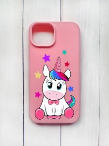 Матовий чохол на iPhone 15 Рожевий :: Єдиноріг (принт 102)