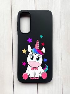 Матовий чохол на Samsung Galaxy A24 Чорний :: Єдиноріг (принт 102)