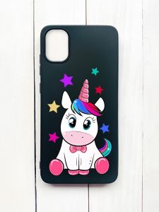 Матовий чохол на Samsung Galaxy A05 (A055) Чорний :: Єдиноріг (принт 102)