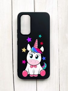 Матовий чохол на Samsung Galaxy A54 5G (A546) Чорний :: Єдиноріг (принт 102)