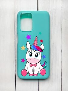 Матовий чохол на Xiaomi Redmi 10 Бірюзовий :: Єдиноріг (принт 102)