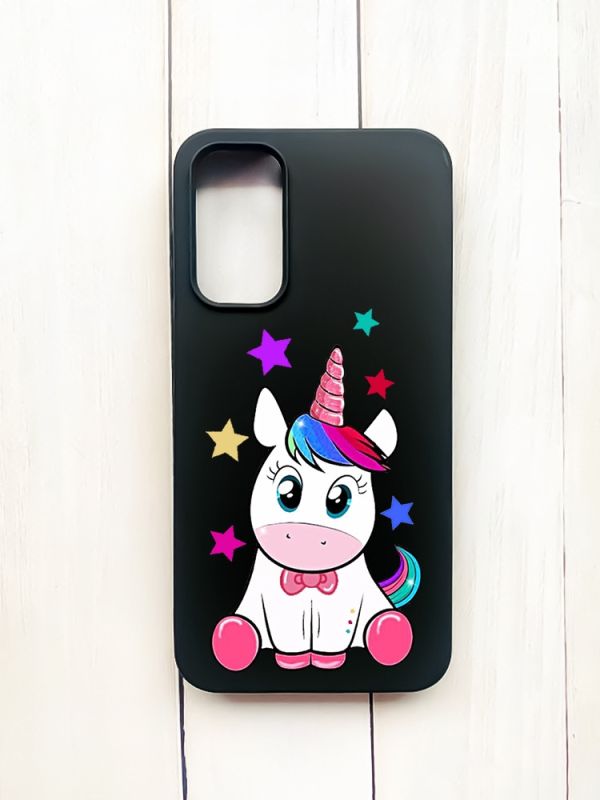 Матовий чохол на Samsung Galaxy A15 (A155) Чорний :: Єдиноріг (принт 102)