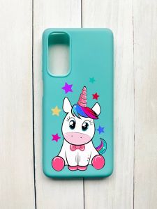 Матовий чохол на Samsung Galaxy M54 Бірюзовий :: Єдиноріг (принт 102)