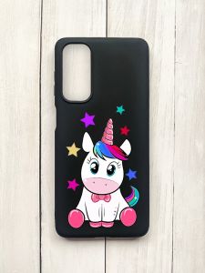 Матовий чохол на Samsung Galaxy M54 Чорний :: Єдиноріг (принт 102)