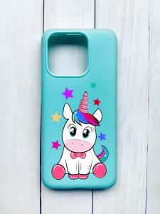 Матовий чохол на Xiaomi Redmi 12C Бірюзовий :: Єдиноріг (принт 102)