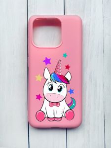 Матовий чохол на Xiaomi Redmi 12C Рожевий :: Єдиноріг (принт 102)