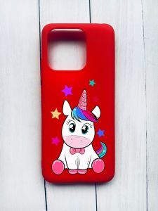 Матовий чохол на Xiaomi Redmi 12C Червоний :: Єдиноріг (принт 102)