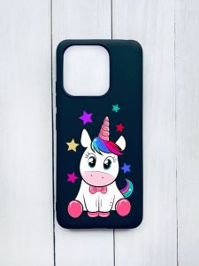 Матовий чохол на Xiaomi Redmi 12C Чорний :: Єдиноріг (принт 102)