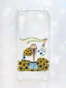 Чохол з потовщеними кутами на Samsung Galaxy S23 Plus :: Дівчина зі стрічкою (принт 25)