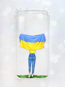 Чохол з потовщеними кутами на Samsung Galaxy S23 Plus :: Дівчина з прапором (принт 263)