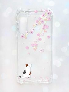 Чохол з потовщеними кутами на Samsung Galaxy S23 Plus :: Котик і сакура (принт 283)