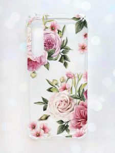 Чохол з потовщеними кутами на Samsung Galaxy S23 Plus :: Рожеві квіти (принт 287)