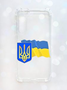 Чохол з потовщеними кутами на Samsung Galaxy S23 Plus :: Тризуб і прапор України (принт 384)
