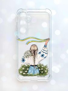 Чохол з потовщеними кутами на Samsung Galaxy S23 FE :: Дівчина зі стрічкою (принт 17)