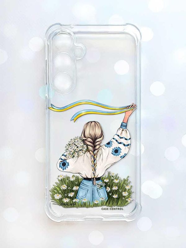 Чохол з потовщеними кутами на Samsung Galaxy S23 FE :: Дівчина зі стрічкою (принт 17)